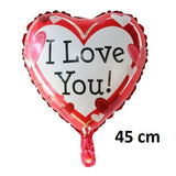 Balon din Folie Metalizata, Vivimall, Figurina Inima, Model I Love You, Tema Ziua Indragostitilor, 45 cm, Ambalaj Individual, Pai Inclus, Umflare cu Aer sau Heliu, Rosu/Alb - vivimall.ro