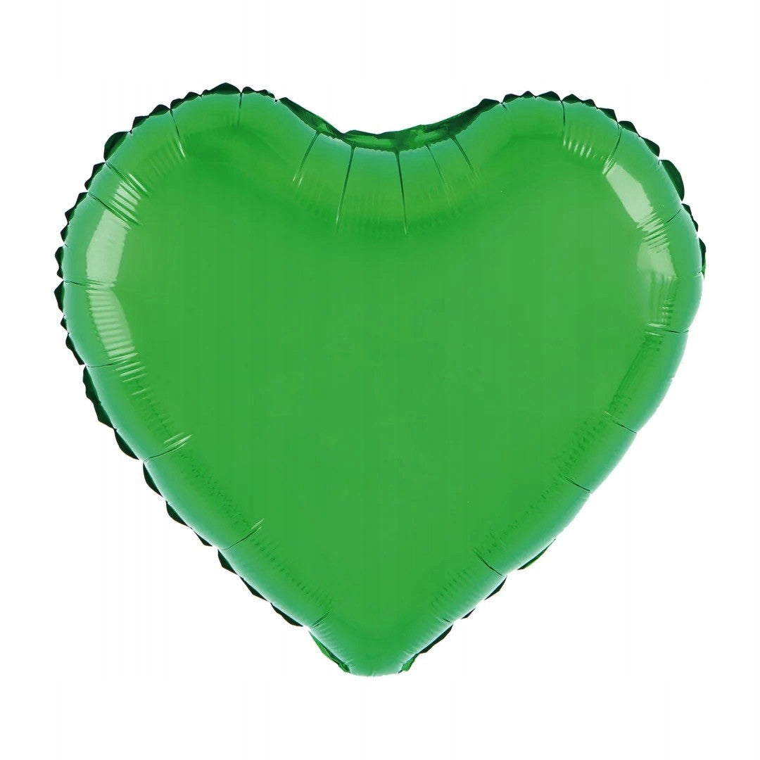 Balon din Folie Metalizata, Vivimall, Figurina Inimioara, Model Simplu, Tematica Iubire, 40 cm, Ambalaj Individual, Pai Inclus, Umflare cu Aer sau Heliu, Verde - vivimall.ro
