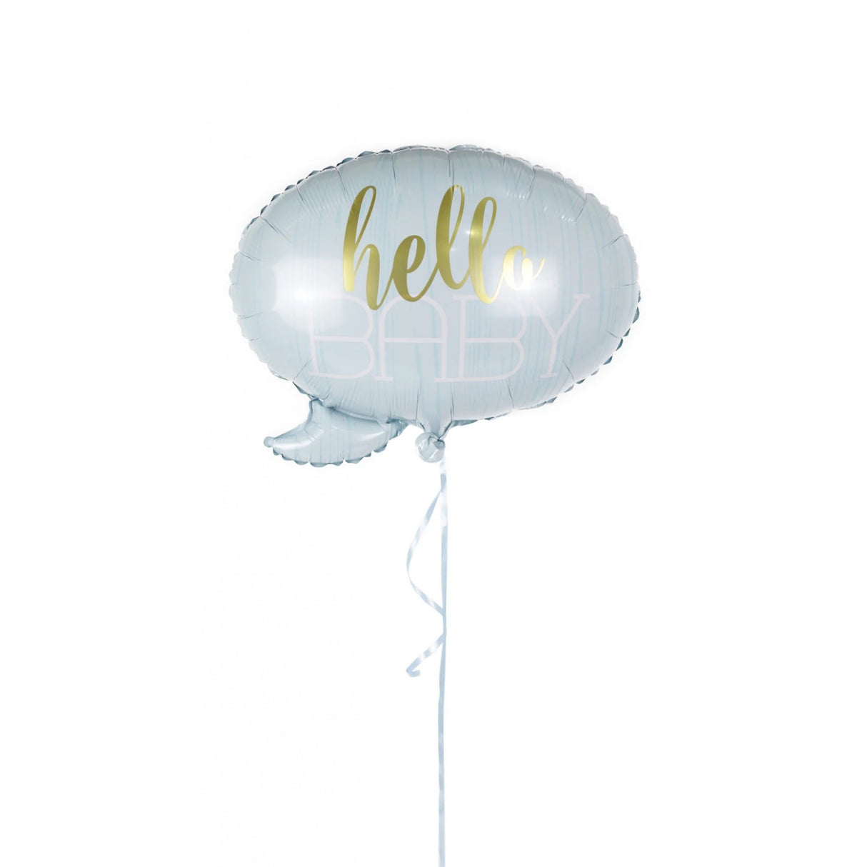 Balon din Folie Metalizata, Vivimall, Figurina Norisor, Tema Hello Baby , 59x50 cm, Ambalaj Individual, Pai Inclus, Umflare cu Aer sau Heliu, Albastru - vivimall.ro