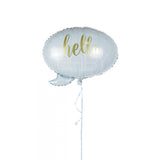 Balon din Folie Metalizata, Vivimall, Figurina Norisor, Tema Hello Baby , 59x50 cm, Ambalaj Individual, Pai Inclus, Umflare cu Aer sau Heliu, Albastru - vivimall.ro