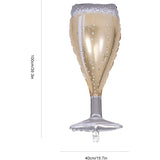 Balon din Folie Metalizata, Vivimall, Figurina Pahar de Sampanie, Tema Aniversare, 100x40 cm, Ambalaj Individual, Pai Inclus, Umflare cu Aer sau Heliu, Auriu - vivimall.ro