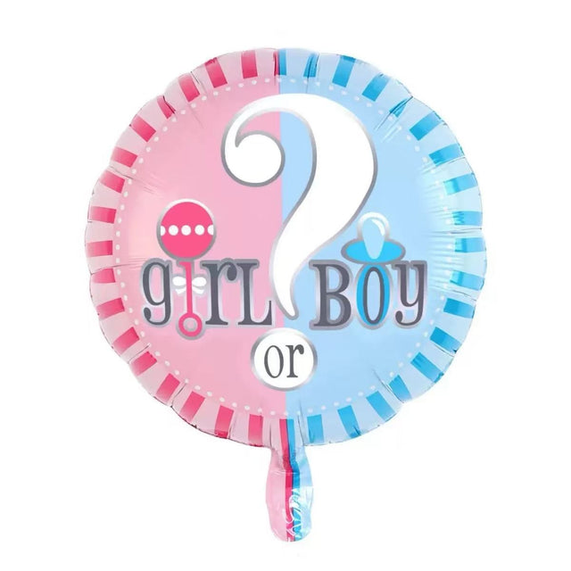 Balon din Folie Metalizata, Vivimall, Figurina Rotunda, Model Girl or Boy, Tema Gender Reveal, 45 cm, Ambalaj Individual, Pai Inclus, Umflare cu Aer sau Heliu, Albastru/Roz - vivimall.ro