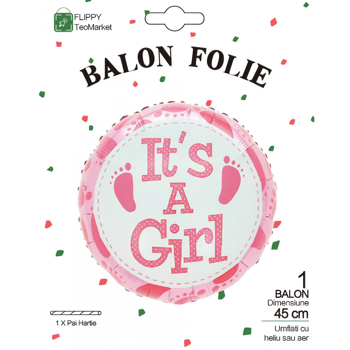Balon Din Folie Metalizata, Figurina Rotunda, Tema Gender Reveal, 45 Cm, Ambalaj Individual, Pai Inclus, Umflare Cu Aer Sau Heliu - vivimall.ro