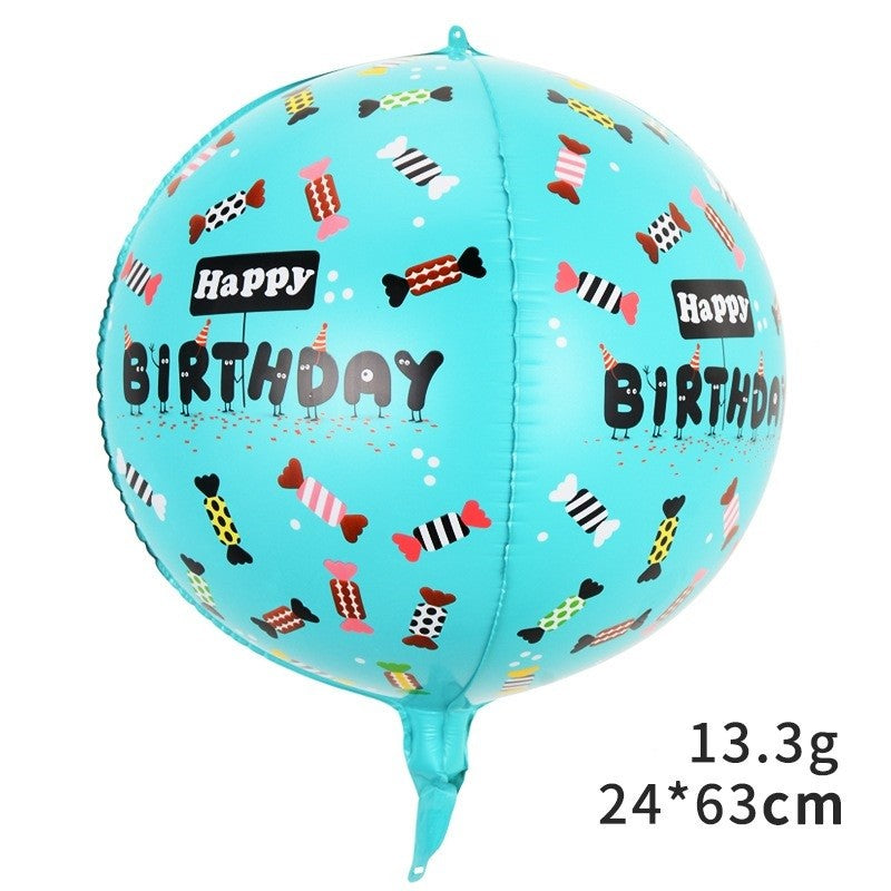 Balon din Folie Metalizata, Vivimall, Figurine 4D, Model Happy Birthday, Tematica Aniversara Bombonele, 63x24 cm, Ambalaj Individual, Pai Inclus, Umflare cu Aer sau Heliu, Blue - vivimall.ro