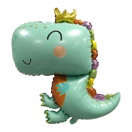 Balon din Folie Metalizata, Vivimall, Figurina Dinozaur, Tema Animalute, 75-80 cm, Ambalaj Individual, Pai Inclus, Umflare cu Aer sau Heliu, Verde - vivimall.ro
