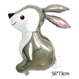 Balon din Folie Metalizata, Vivimall, Ambalaj Individual, Pai Inclus, Model Iepure, Tema Animalute, 56x73 cm, Umflare cu Aer sau Heliu, Gri - vivimall.ro