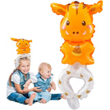 Balon din Folie Metalizata, Vivimall, Figurine Animalute, Tip Bratara, Model Girafa, 13 x 35 cm, Ambalaj Individual, Pai Inclus, Umflare cu Aer sau Heliu, Maro - vivimall.ro