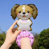 Balon din Folie Metalizata, Vivimall, Figurine Animalute, Tip Bratara, Model Caine, Ambalaj Individual, Pai Inclus, Umflare cu Aer sau Heliu, Maro - vivimall.ro