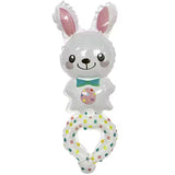 Balon din Folie Metalizata, Vivimall, Figurine Animalute, Tip Bratara, Model Iepuras, Ambalaj Individual, Pai Inclus, Umflare cu Aer sau Heliu, Alb - vivimall.ro