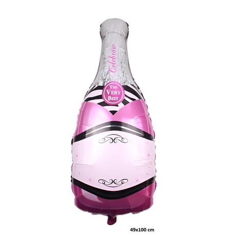 Balon din Folie Metalizata, Vivimall, Figurine, Model Sticla de Sampanie, 49x100 cm, Ambalaj Individual, Pai Inclus, Umflare cu Aer sau Heliu, Mov - vivimall.ro