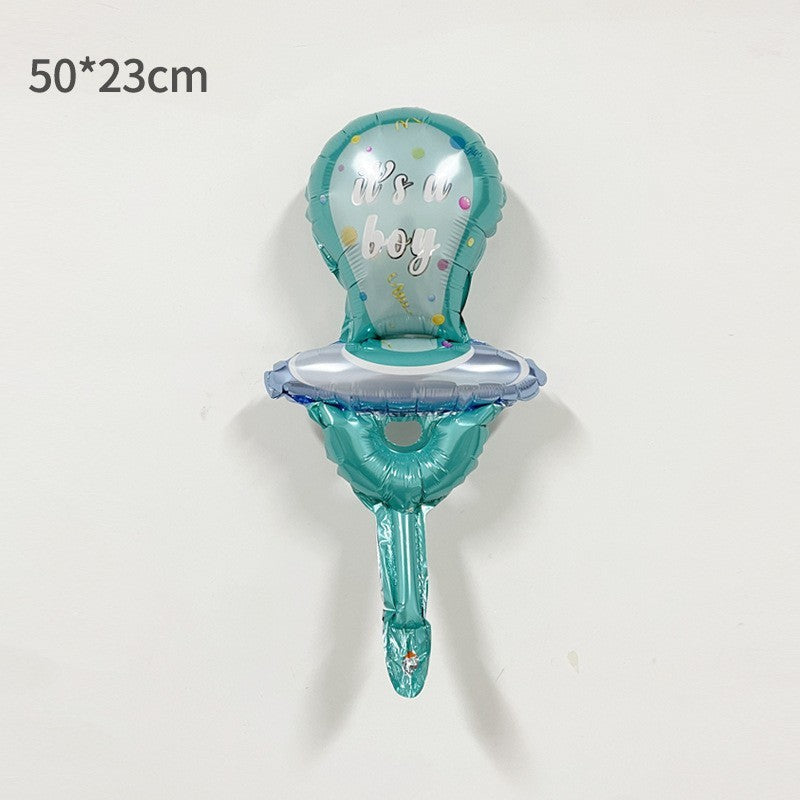 Balon Din Folie Metalizata, Mini Figurina, Tematica Gender Reveal, Ambalaj Individual, Pai Inclus, Umflare Cu Aer Sau Heliu - vivimall.ro