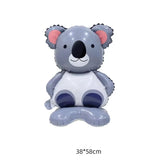 Balon Din Folie Metalizata, Mini Figurine Animalute, Tematica Aniversare, Ambalaj Individual, Pai Inclus, Umflare Cu Aer Sau Heliu