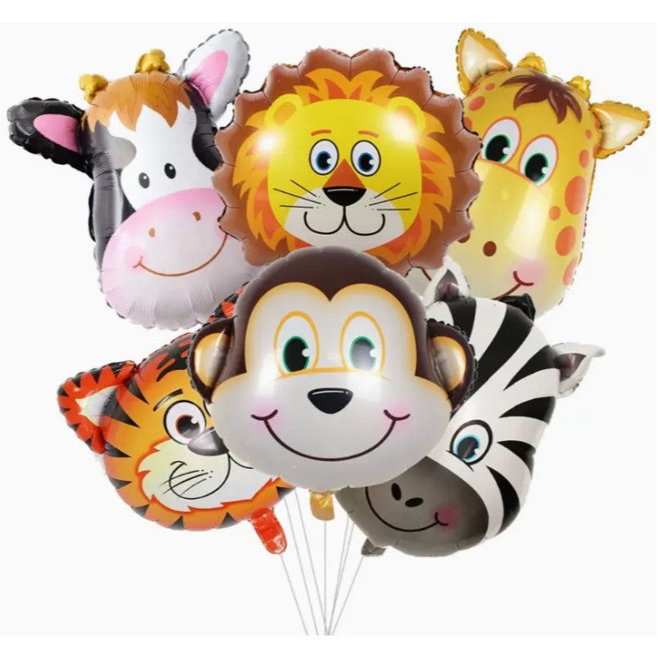 Balon Din Folie Metalizata, Mini Figurine Animalute, Model Maimutica, Tematica Aniversare, Ambalaj Individual, Pai Inclus, Umflare Cu Aer Sau Heliu,