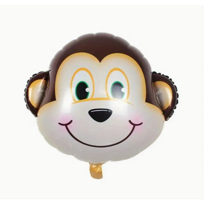 Balon Din Folie Metalizata, Mini Figurine Animalute, Model Maimutica, Tematica Aniversare, Ambalaj Individual, Pai Inclus, Umflare Cu Aer Sau Heliu,