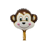 Balon Din Folie Metalizata, Mini Figurine Animalute, Model Maimutica, Tematica Aniversare, Ambalaj Individual, Pai Inclus, Umflare Cu Aer Sau Heliu,