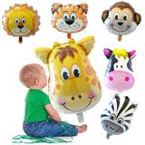 Balon Din Folie Metalizata, Mini Figurine Animalute, Model Maimutica, Tematica Aniversare, Ambalaj Individual, Pai Inclus, Umflare Cu Aer Sau Heliu,