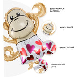 Balon Din Folie Metalizata, Mini Figurine Animalute, Model Maimutica, Tematica Aniversare, Ambalaj Individual, Pai Inclus, Umflare Cu Aer Sau Heliu,