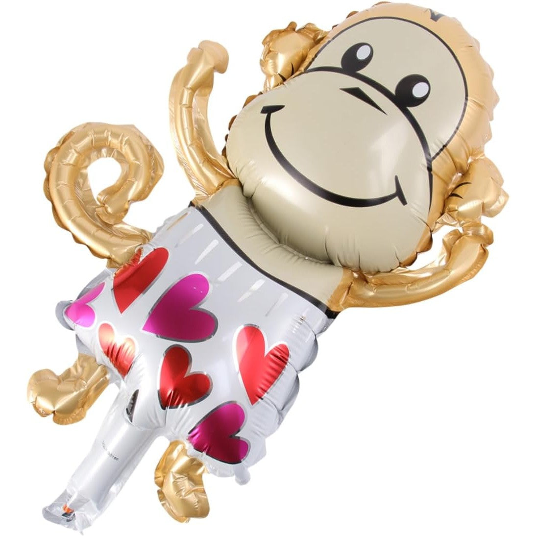 Balon Din Folie Metalizata, Mini Figurine Animalute, Model Maimutica, Tematica Aniversare, Ambalaj Individual, Pai Inclus, Umflare Cu Aer Sau Heliu,