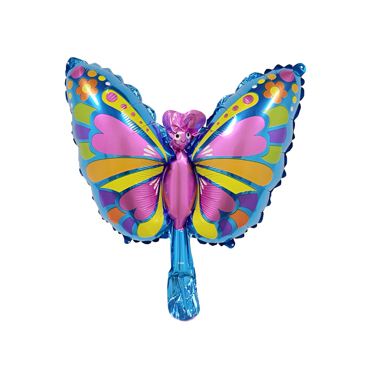Balon din Folie Metalizata Vivimall, Mini Figurine, Model Fluturaș, 40x34cm, Ambalaj Individual, Pai Inclus, Umflare cu Aer si Heliu, Multicolor - vivimall.ro