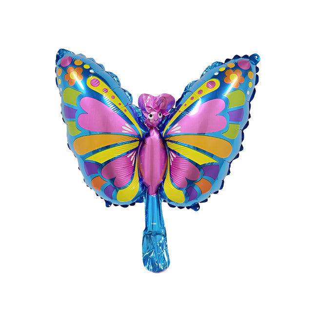Balon din Folie Metalizata Vivimall, Mini Figurine, Model Fluturaș, 40x34cm, Ambalaj Individual, Pai Inclus, Umflare cu Aer si Heliu, Multicolor - vivimall.ro
