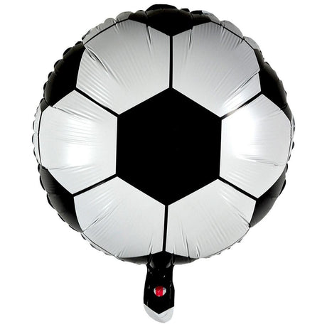 Balon din Folie Metalizata, Vivimall, Mini Figurine, Model Minge de Fotbal, Tematica Aniversare, 30x24 cm, Ambalaj Individual, Pai Inclus, Umflare cu Aer sau Heliu, Alb-Negru - vivimall.ro