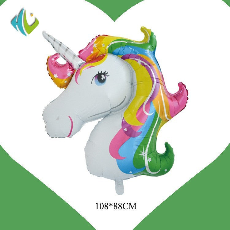Balon Din Folie Metalizata, Mini Figurine, Model Unicorn, Tematica Aniversare, Ambalaj Individual, Pai Inclus, Umflare Cu Aer Sau Heliu,