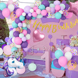 Balon Din Folie Metalizata, Mini Figurine, Model Unicorn, Tematica Aniversare, Ambalaj Individual, Pai Inclus, Umflare Cu Aer Sau Heliu,