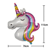 Balon Din Folie Metalizata, Mini Figurine, Model Unicorn, Tematica Aniversare, Ambalaj Individual, Pai Inclus, Umflare Cu Aer Sau Heliu,