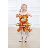 Balon din Folie Metalizata, Vivimall, Figurina Urs, Model Love, Tema Ziua Indragostitilor, 60x63cm, Ambalaj Individual, Pai Inclus, Umflare cu Aer sau Heliu, Maro - vivimall.ro