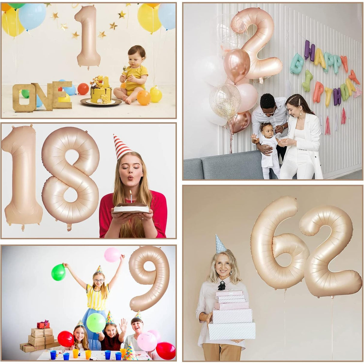 Balon Din Folie Metalizata, Figurina Cifra, Tema Aniversare 100 Cm, Ambalaj Individual, Pai Inclus, Umflare Cu Aer Sau Heliu, Crem - vivimall.ro