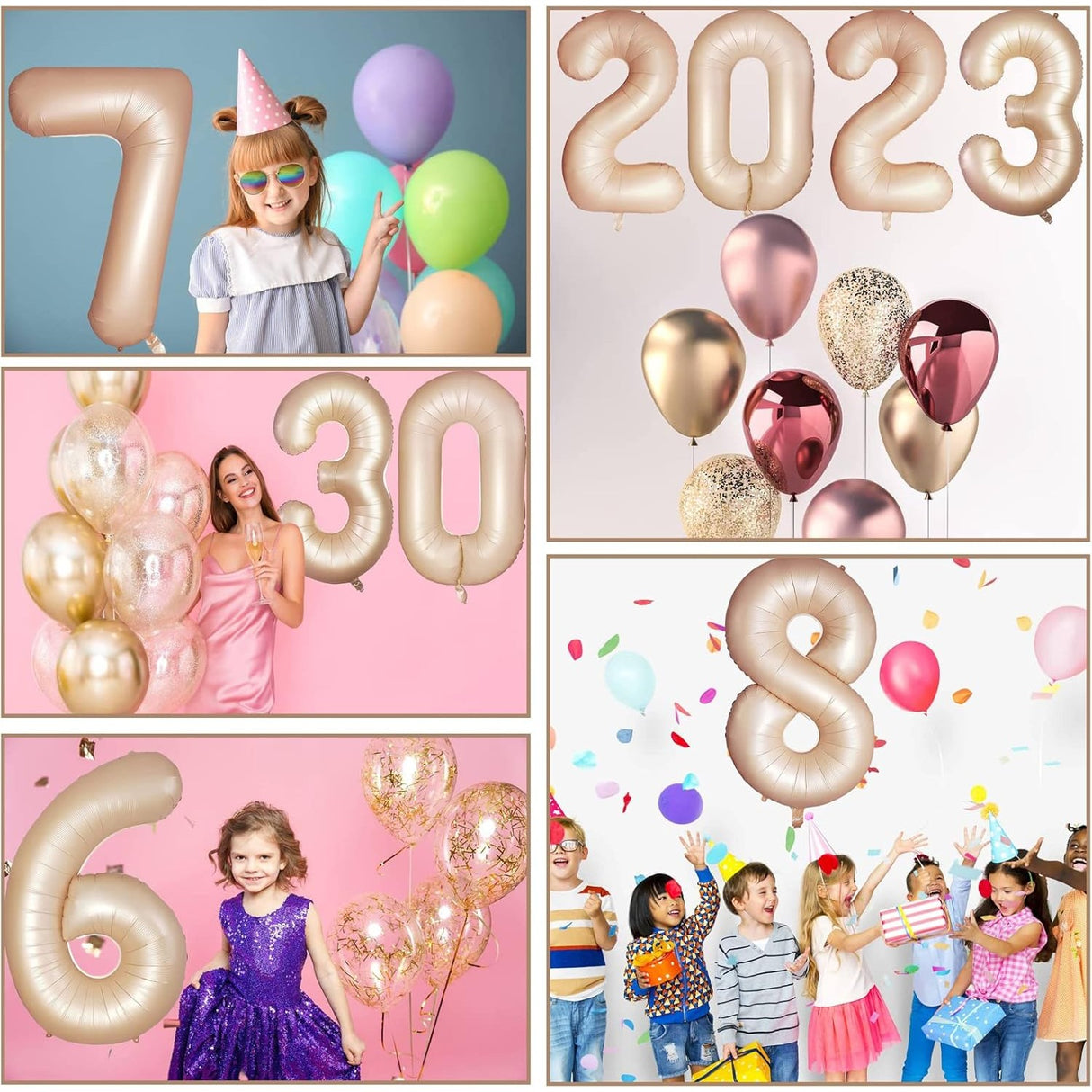 Balon Din Folie Metalizata, Figurina Cifra, Tema Aniversare 100 Cm, Ambalaj Individual, Pai Inclus, Umflare Cu Aer Sau Heliu, Crem - vivimall.ro