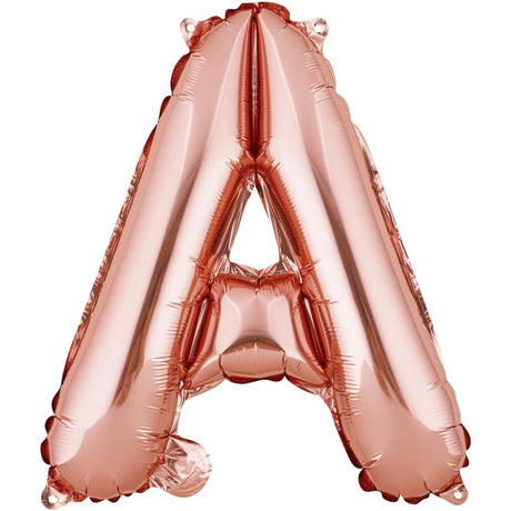 Balon Folie Metalizata Litera A, Vivimall, 40 cm, Umflati cu Heliu sau Aer, Ambalaj Individual, Pai inclus, Rose Gold - vivimall.ro