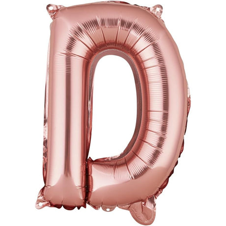 Balon Folie Metalizata Litera D, 40 Cm, Umflati Cu Heliu Sau Aer, Ambalaj Individual, Pai Inclus, Rose Gold - vivimall.ro