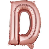 Balon Folie Metalizata Litera D, Vivimall, 40 cm, Umflati cu Heliu sau Aer, Ambalaj Individual, Pai inclus, Rose Gold - vivimall.ro