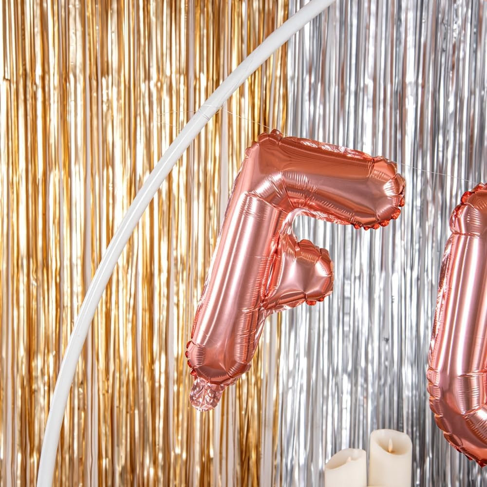 Balon Folie Metalizata Litera F, Vivimall, 40 cm, Umflati cu Heliu sau Aer, Ambalaj Individual, Pai inclus, Rose Gold - vivimall.ro