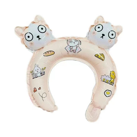 Balon din Folie Metalizata, Vivimall, Tip Coronita cu Urechi, Model Hello Kitty, Ambalaj Individual, Pai Inclus, Umflare cu Aer sau Heliu, 30 x 29 cm, Rose - vivimall.ro