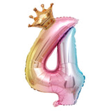 Balon Din Folie Metalizata, Figurina Cifra Gradient, Tema Aniversare 80 Cm, Ambalaj Individual, Pai Inclus, Umflare Cu Aer Sau Heliu, Coronita, Cifra 4 - vivimall.ro
