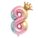 Balon Din Folie Metalizata, Figurina Cifra Gradient, Tema Aniversare 80 Cm, Ambalaj Individual, Pai Inclus, Umflare Cu Aer Sau Heliu, Coronita, Cifra 8 - vivimall.ro