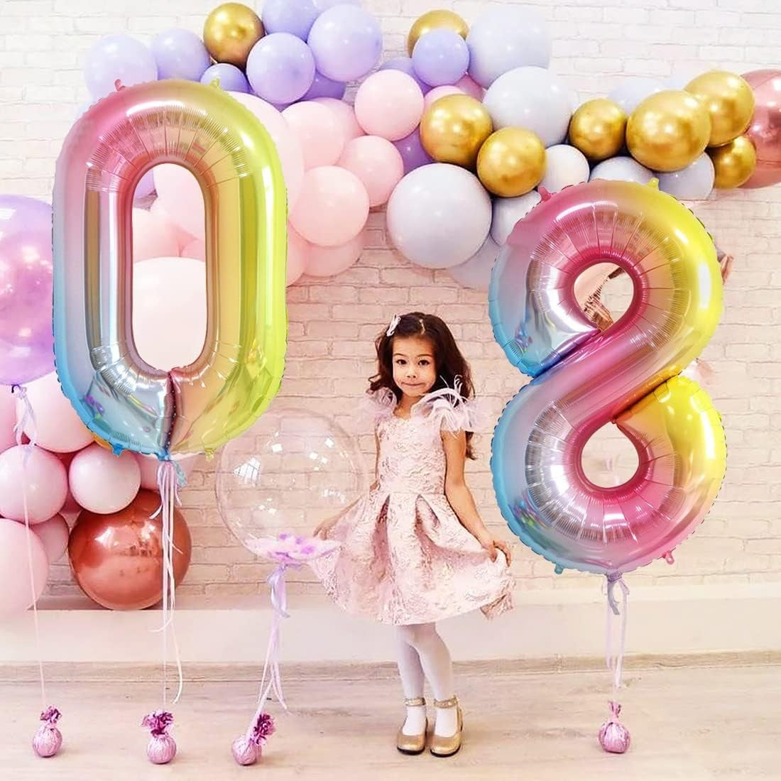 Balon Din Folie Metalizata Gradient Figurina Cifra, Tema Aniversare 100 Cm, Ambalaj Individual, Pai Inclus, Umflare Cu Aer Sau Heliu, Cifra 0 - vivimall.ro