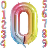 Balon Din Folie Metalizata Gradient Figurina Cifra, Tema Aniversare 100 Cm, Ambalaj Individual, Pai Inclus, Umflare Cu Aer Sau Heliu, Cifra 0 - vivimall.ro