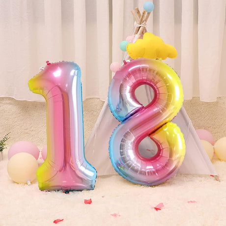 Balon din Folie Metalizata Gradient Vivimall, Figurina Cifra, Tema Aniversare 100 cm, Ambalaj Individual, Pai inclus, Umflare cu Aer sau Heliu, Multicolor, Cifra 1 - vivimall.ro