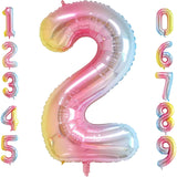 Balon Din Folie Metalizata Gradient Figurina Cifra, Tema Aniversare 100 Cm, Ambalaj Individual, Pai Inclus, Umflare Cu Aer Sau Heliu, Cifra 2 - vivimall.ro