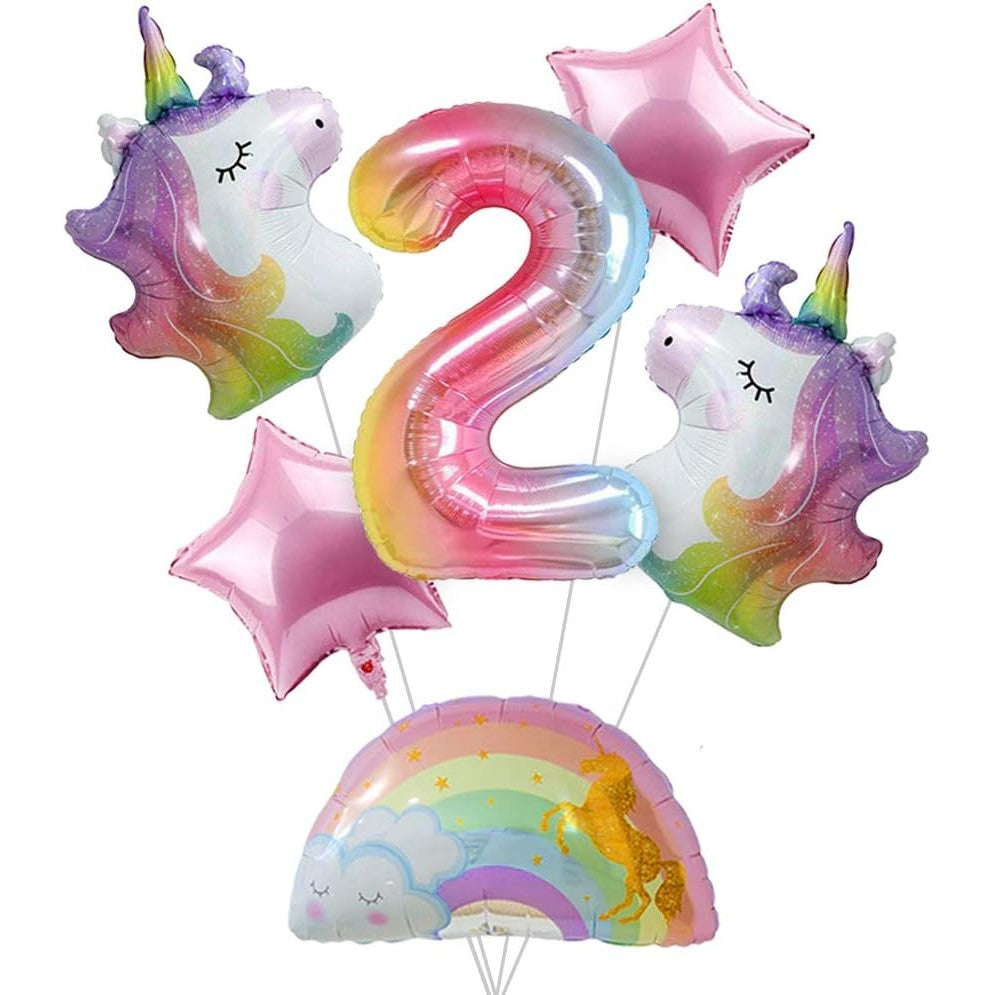 Balon din Folie Metalizata Gradient Vivimall, Figurina Cifra, Tema Aniversare 100 cm, Ambalaj Individual, Pai inclus, Umflare cu Aer sau Heliu, Multicolor, Cifra 2 - vivimall.ro