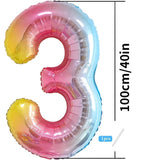 Balon Din Folie Metalizata Gradient Figurina Cifra, Tema Aniversare 100 Cm, Ambalaj Individual, Pai Inclus, Umflare Cu Aer Sau Heliu, Cifra 3 - vivimall.ro
