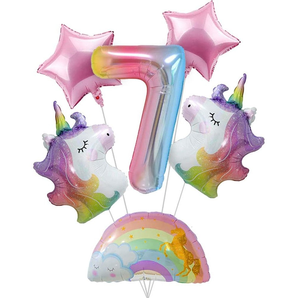 Balon Din Folie Metalizata Gradient Figurina Cifra, Tema Aniversare 100 Cm, Ambalaj Individual, Pai Inclus, Umflare Cu Aer Sau Heliu, Cifra 7 - vivimall.ro