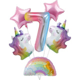 Balon Din Folie Metalizata Gradient Figurina Cifra, Tema Aniversare 100 Cm, Ambalaj Individual, Pai Inclus, Umflare Cu Aer Sau Heliu, Cifra 7 - vivimall.ro