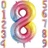Balon Din Folie Metalizata Gradient Figurina Cifra, Tema Aniversare 100 Cm, Ambalaj Individual, Pai Inclus, Umflare Cu Aer Sau Heliu, Cifra 8 - vivimall.ro