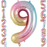 Balon Din Folie Metalizata Gradient Figurina Cifra, Tema Aniversare 100 Cm, Ambalaj Individual, Pai Inclus, Umflare Cu Aer Sau Heliu, Cifra 9 - vivimall.ro