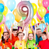 Balon Din Folie Metalizata Gradient Figurina Cifra, Tema Aniversare 100 Cm, Ambalaj Individual, Pai Inclus, Umflare Cu Aer Sau Heliu, Cifra 9 - vivimall.ro