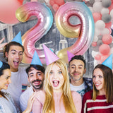 Balon Din Folie Metalizata Gradient Figurina Cifra, Tema Aniversare 100 Cm, Ambalaj Individual, Pai Inclus, Umflare Cu Aer Sau Heliu, Cifra 9 - vivimall.ro